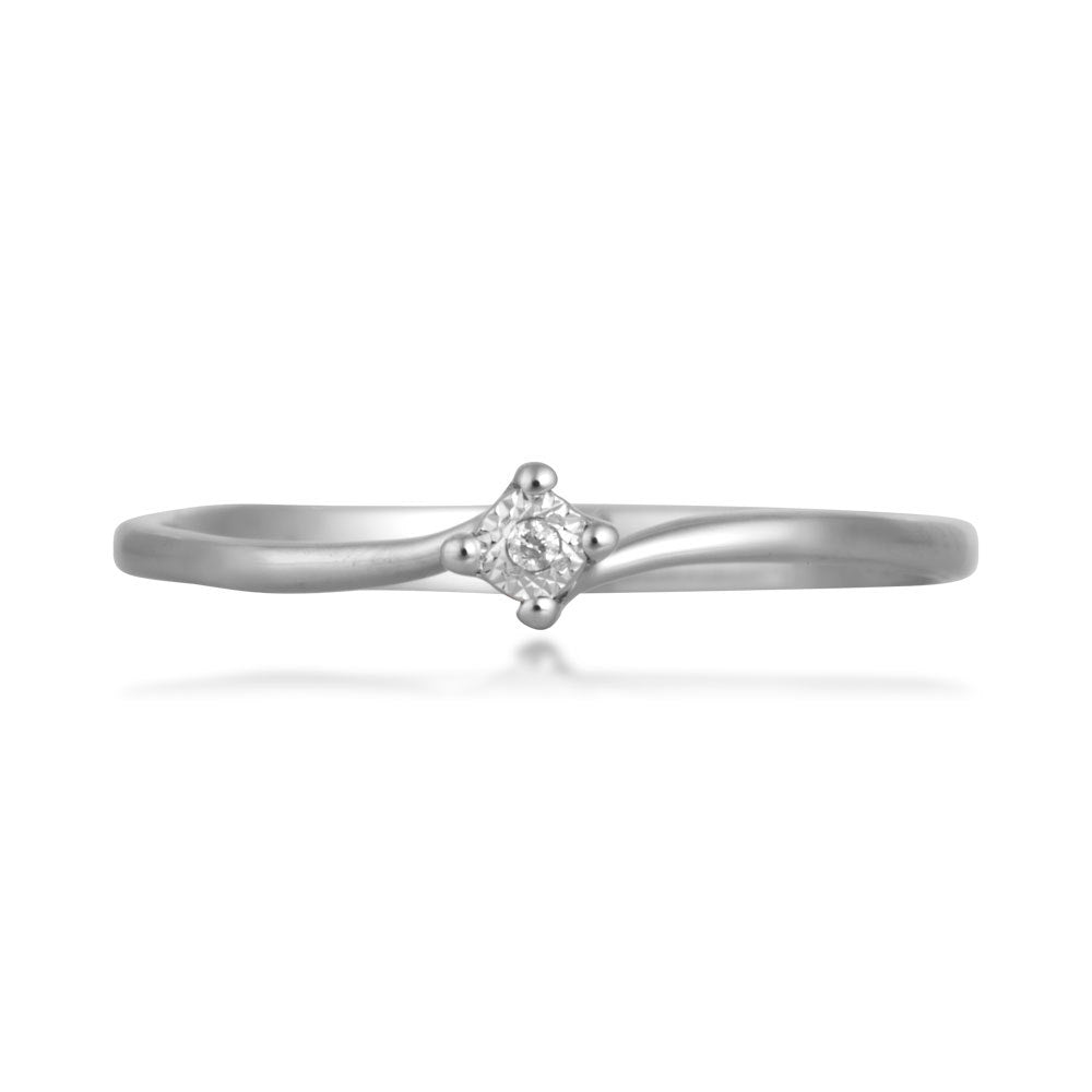 1/100 ct. tw. Round Diamond Promise Ring with Miracle Plating in 10K White Gold