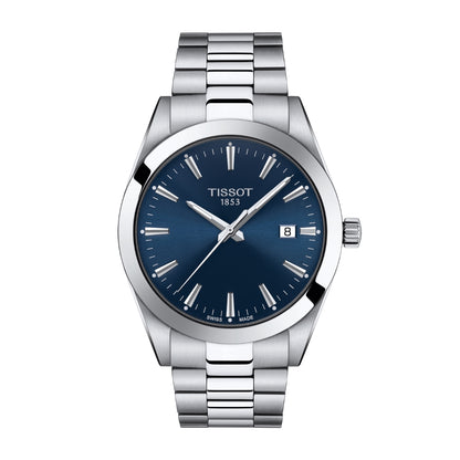 Tissot Men's Gentleman Stainless Steel Watch with Blue Dial