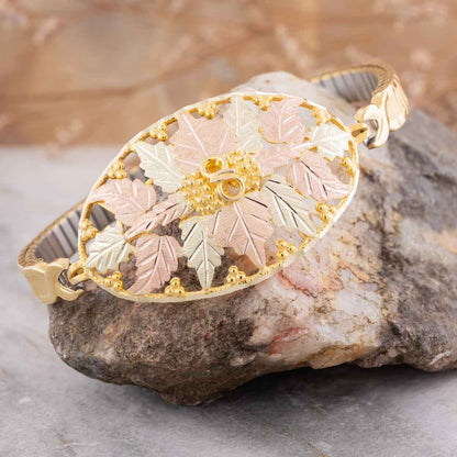 Black Hills Gold Oval Expansion Bracelet in 10K Yellow Gold front view