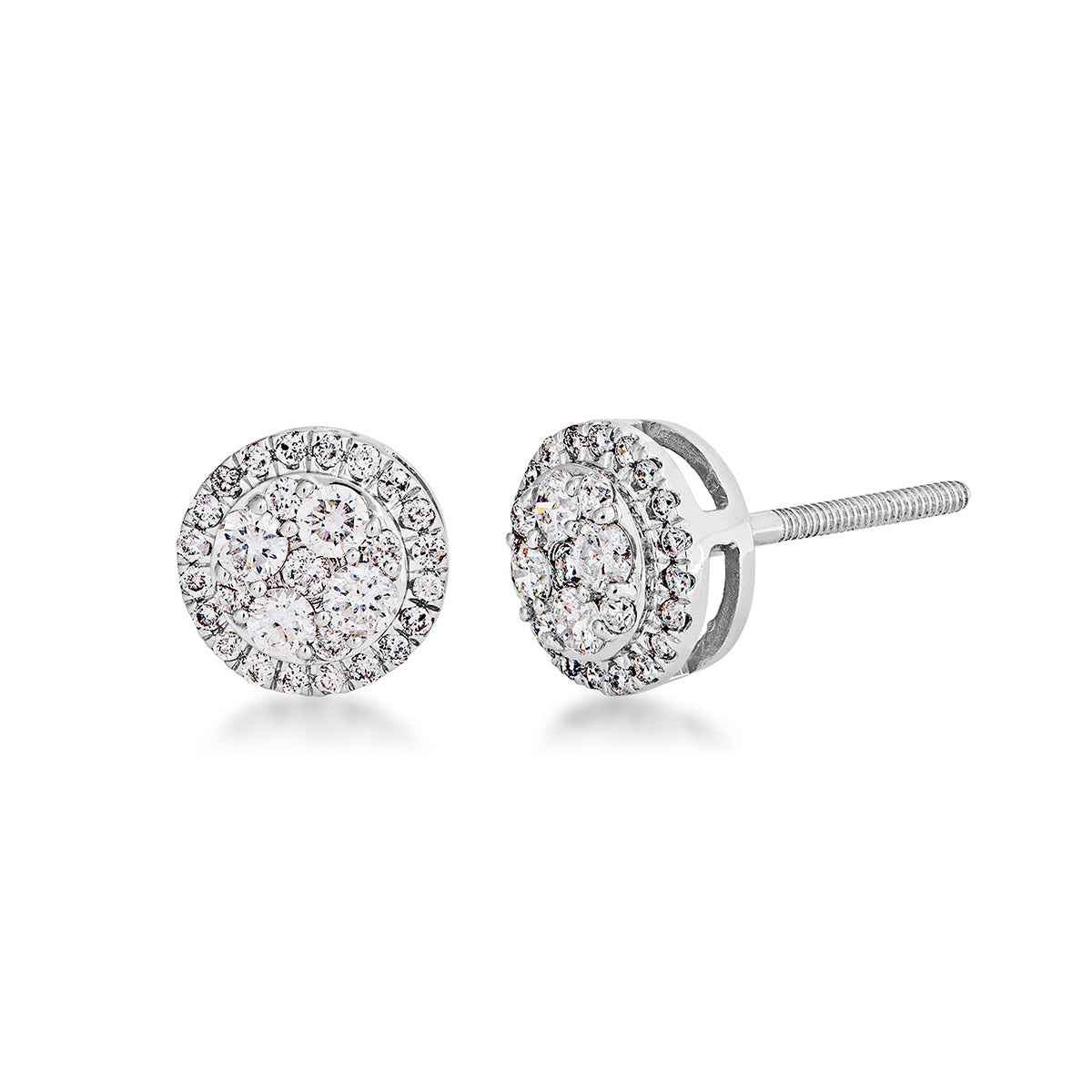 1/2 ct. tw. Diamond Halo Cluster Earrings in 14K White Gold