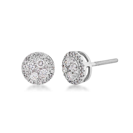 1/2 ct. tw. Diamond Halo Cluster Earrings in 14K White Gold