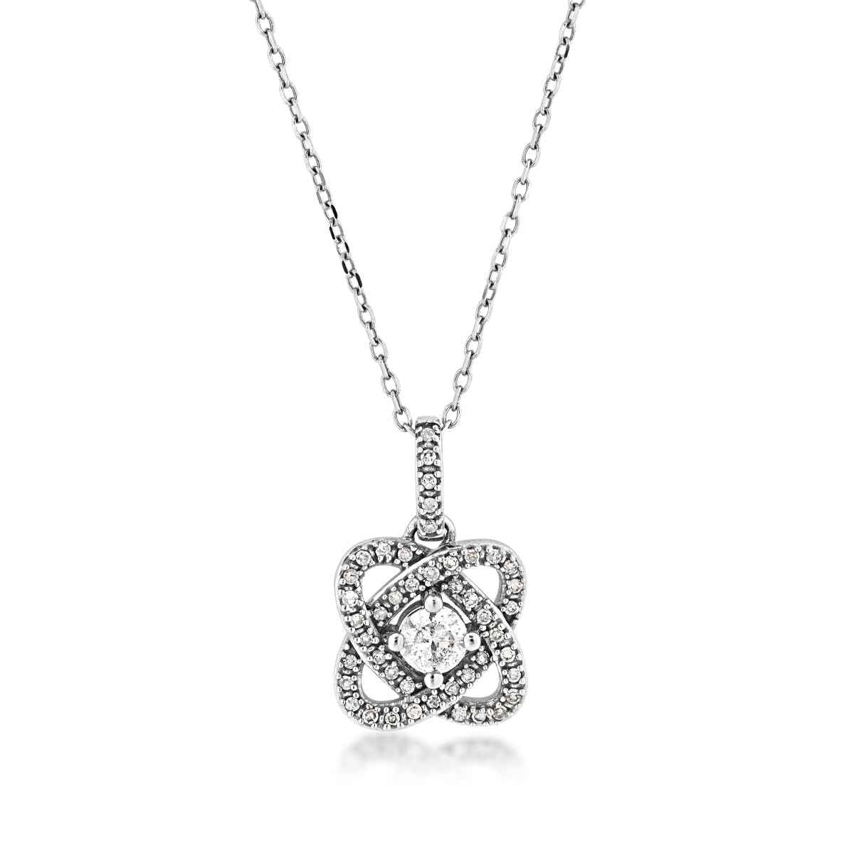 Love Knot 1/4 ct. tw. Diamond Classic Knot Fashion Pendant in 10K White Gold