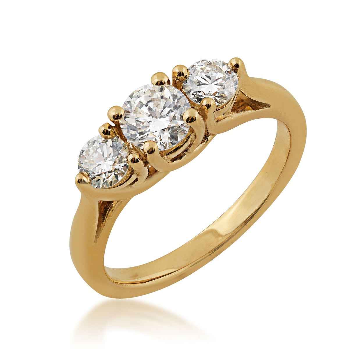 1 ct. tw. 3-Stone Round Brilliant Diamond Anniversary Ring in 14K Yellow Gold front view