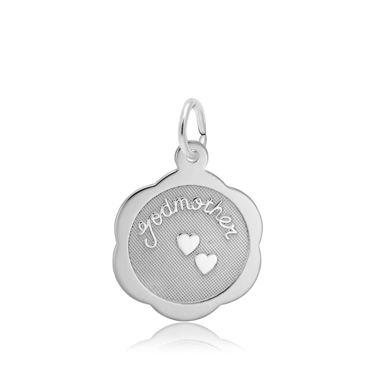 Godmother Scalloped Disc Charm in Sterling Silver