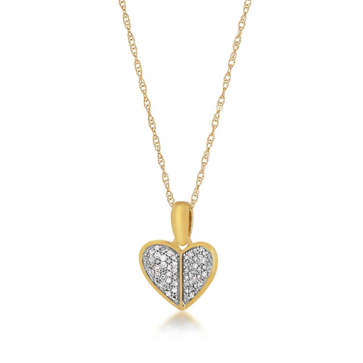 1/10 ct. tw. Diamond Pave Heart Pendant in 10K Yellow Gold