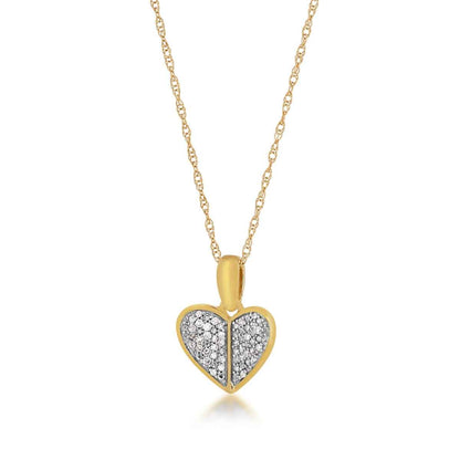 1/10 ct. tw. Diamond Pave Heart Pendant in 10K Yellow Gold