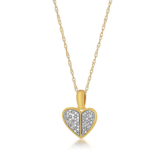 1/10 ct. tw. Diamond Pave Heart Pendant in 10K Yellow Gold