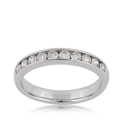 1/2 ct. tw. Round Brilliant Channel Set Diamond Anniversary Ring in 14K White Gold
