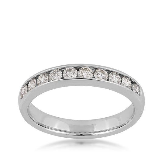 1/2 ct. tw. Round Brilliant Channel Set Diamond Anniversary Ring in 14K White Gold