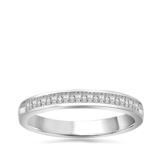 1/2 ct. tw. 12-Stone Princess Cut Diamond Channel Set Anniversary Band in 14K White Gold
