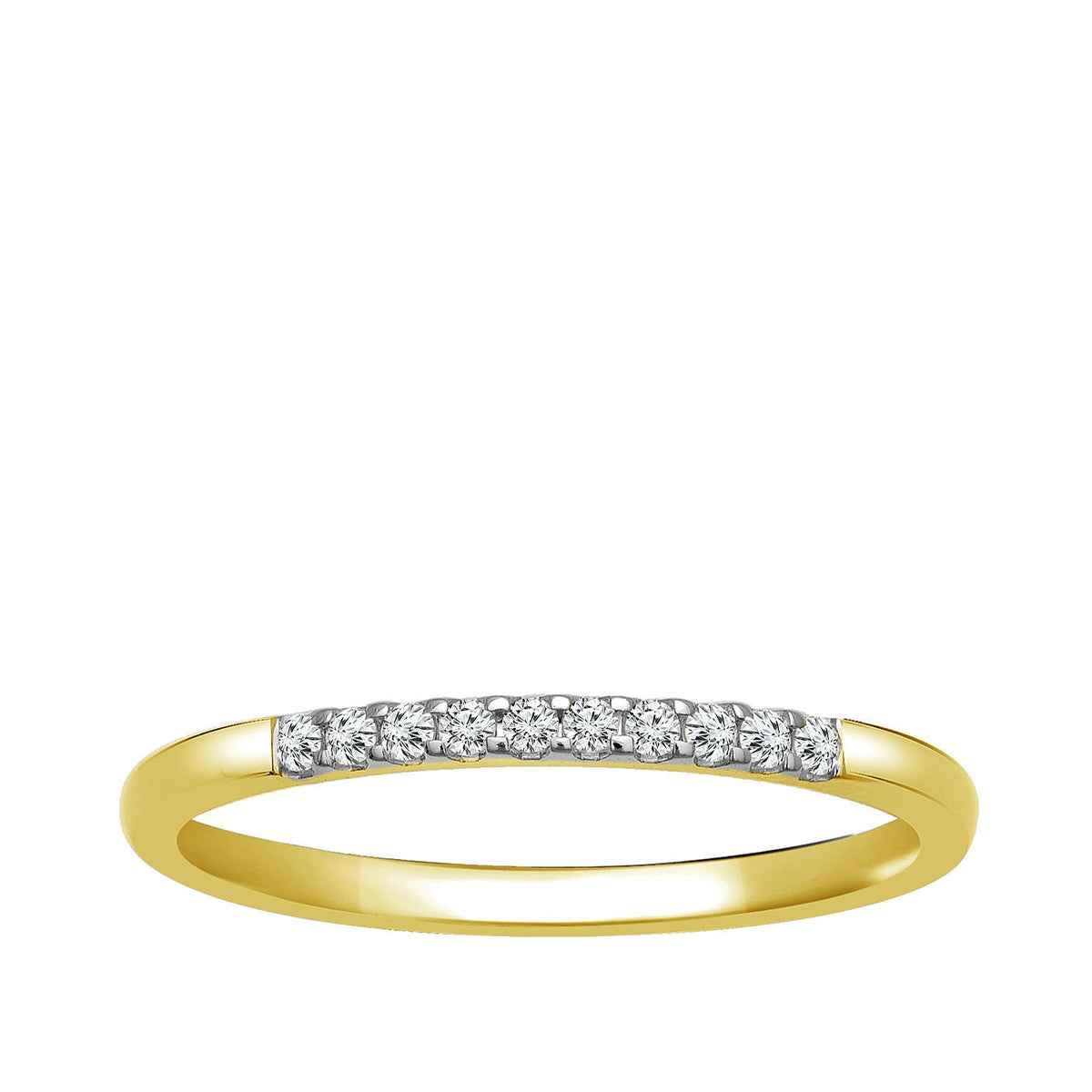 1/10 ct. tw. Round 10-Stone Diamond Prong Set Anniversary Band in 14K Yellow Gold