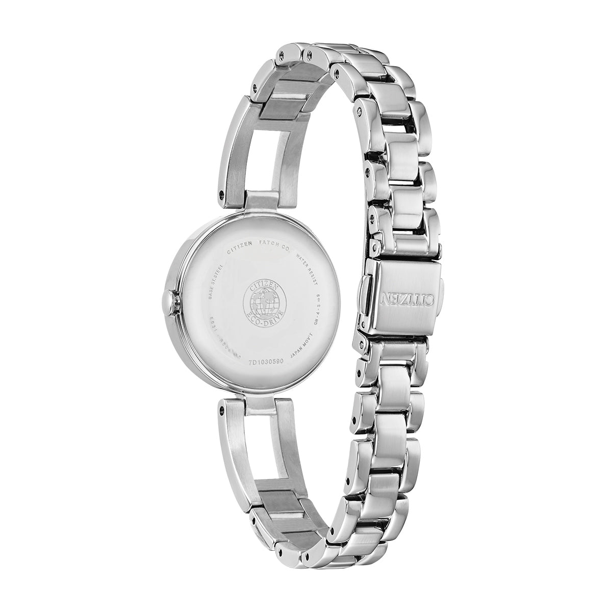 Citizen Ladies' Axiom Eco-Drive Stainless Steel Watch with Mother of Pearl Dial close-up detail