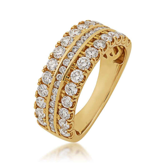 1-1/2 ct. tw. 3 Row Round Brilliant Diamond Anniversary Band in 14K Yellow Gold front view