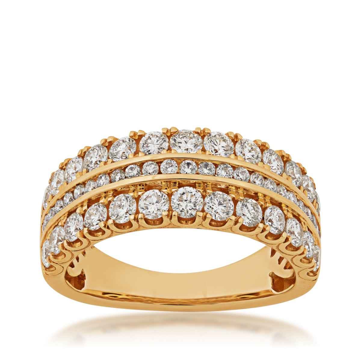 1-1/2 ct. tw. 3 Row Round Brilliant Diamond Anniversary Band in 14K Yellow Gold