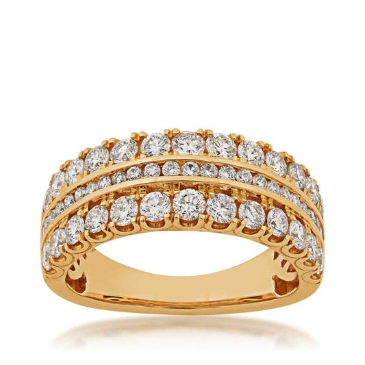 1-1/2 ct. tw. 3 Row Round Brilliant Diamond Anniversary Band in 14K Yellow Gold