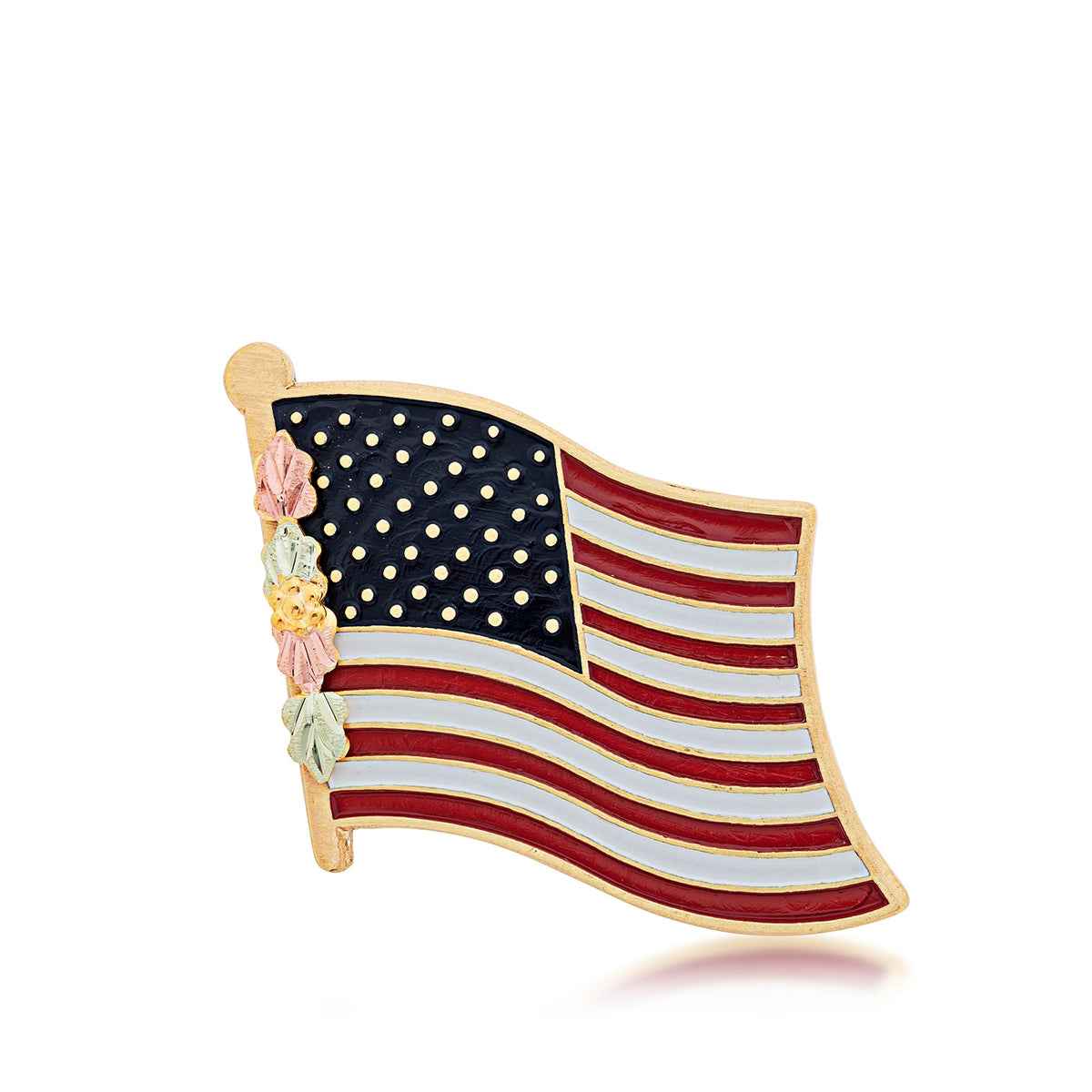 Black Hills Gold American Flag Lapel Pin in 10K Yellow Gold