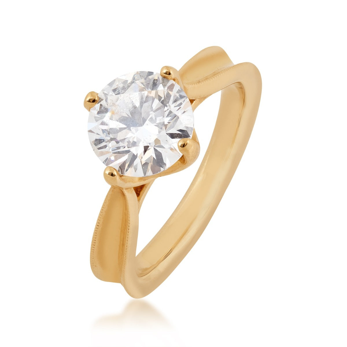 Canadian Rocks 2 ct. tw. Round Brilliant Diamond Solitaire Engagement Ring with Milgrain Edge Detailing in 14K front view