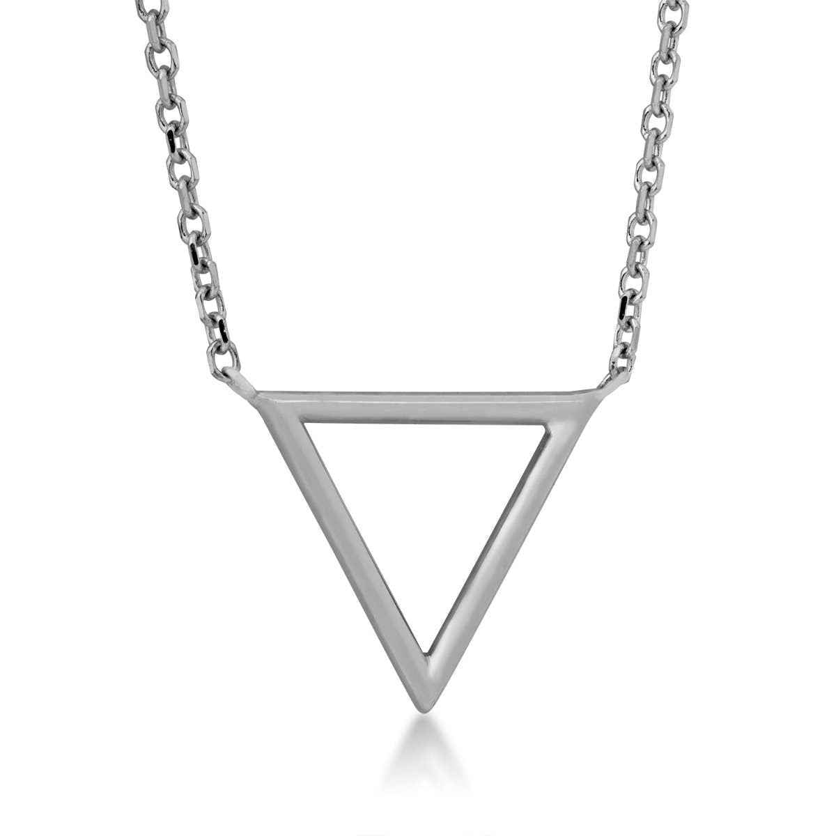 Open Triangle Necklace in 14K White Gold