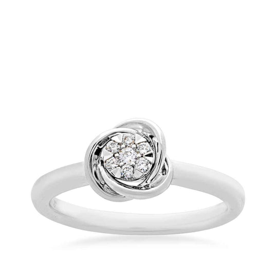Love Knot 1/10 ct. tw. Diamond Cluster Ring in 10K White Gold