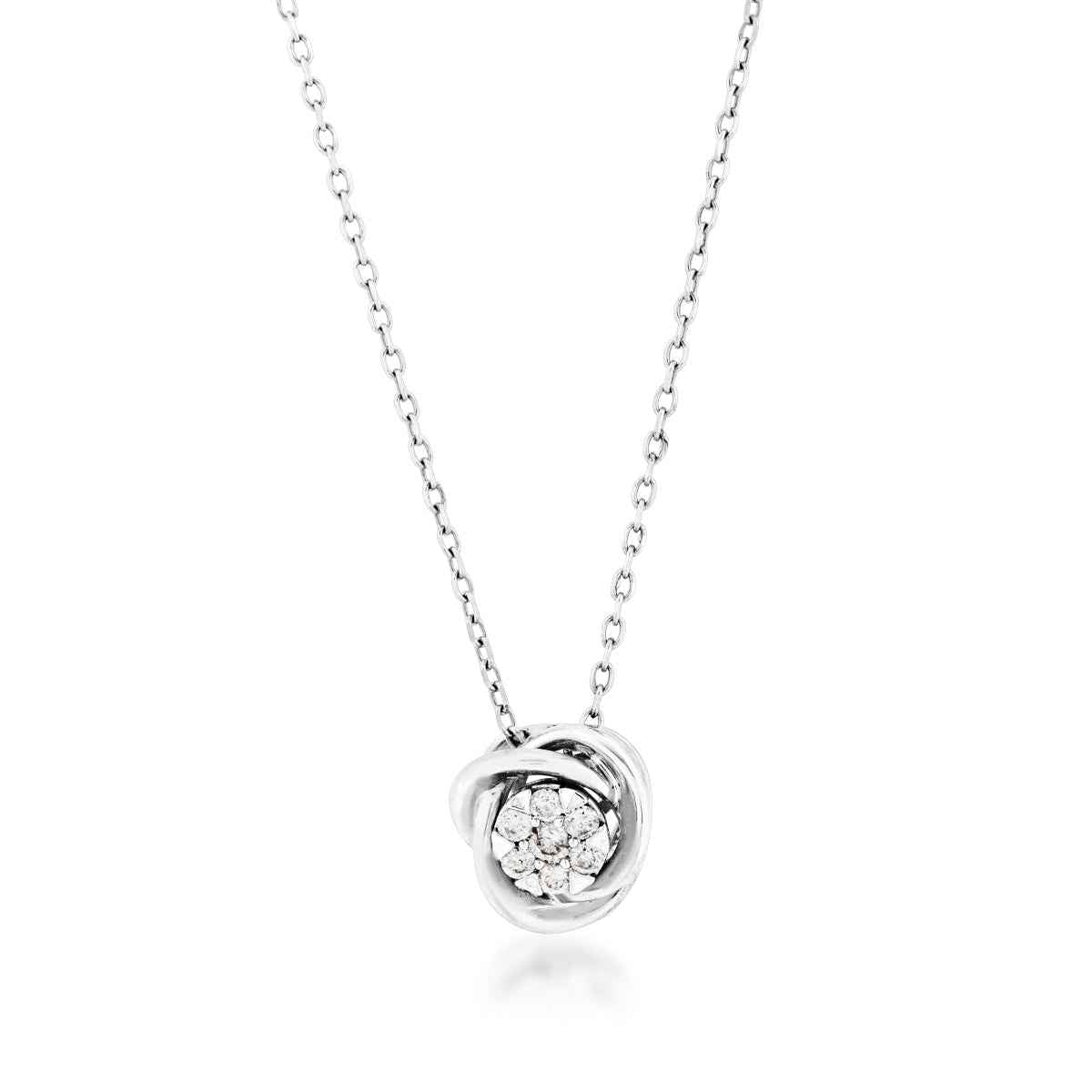Love Knot 1/10 ct. tw. Diamond Cluster Pendant in 10K White Gold