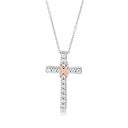 Infinite Love 1/2 ct. tw. Diamond Cross Pendant in 10K White and Pink Gold