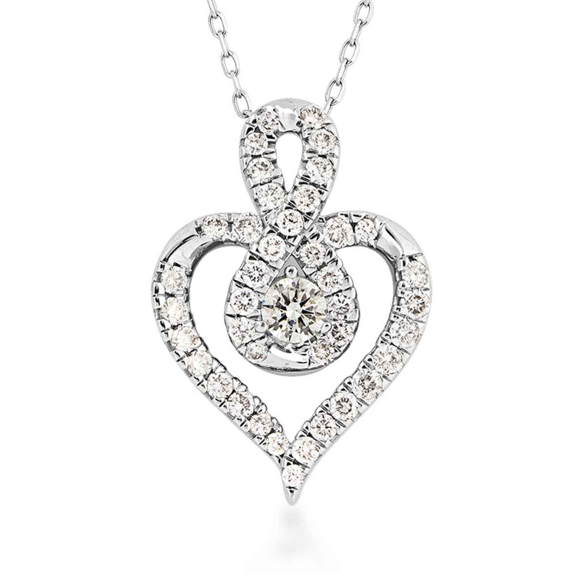 Infinite Love 1 ct. tw. Diamond Heart Infinity Pendant in 10K White Gold