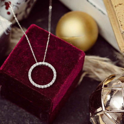 1 ct. tw. Diamond Circle Pendant in 10K White Gold front view