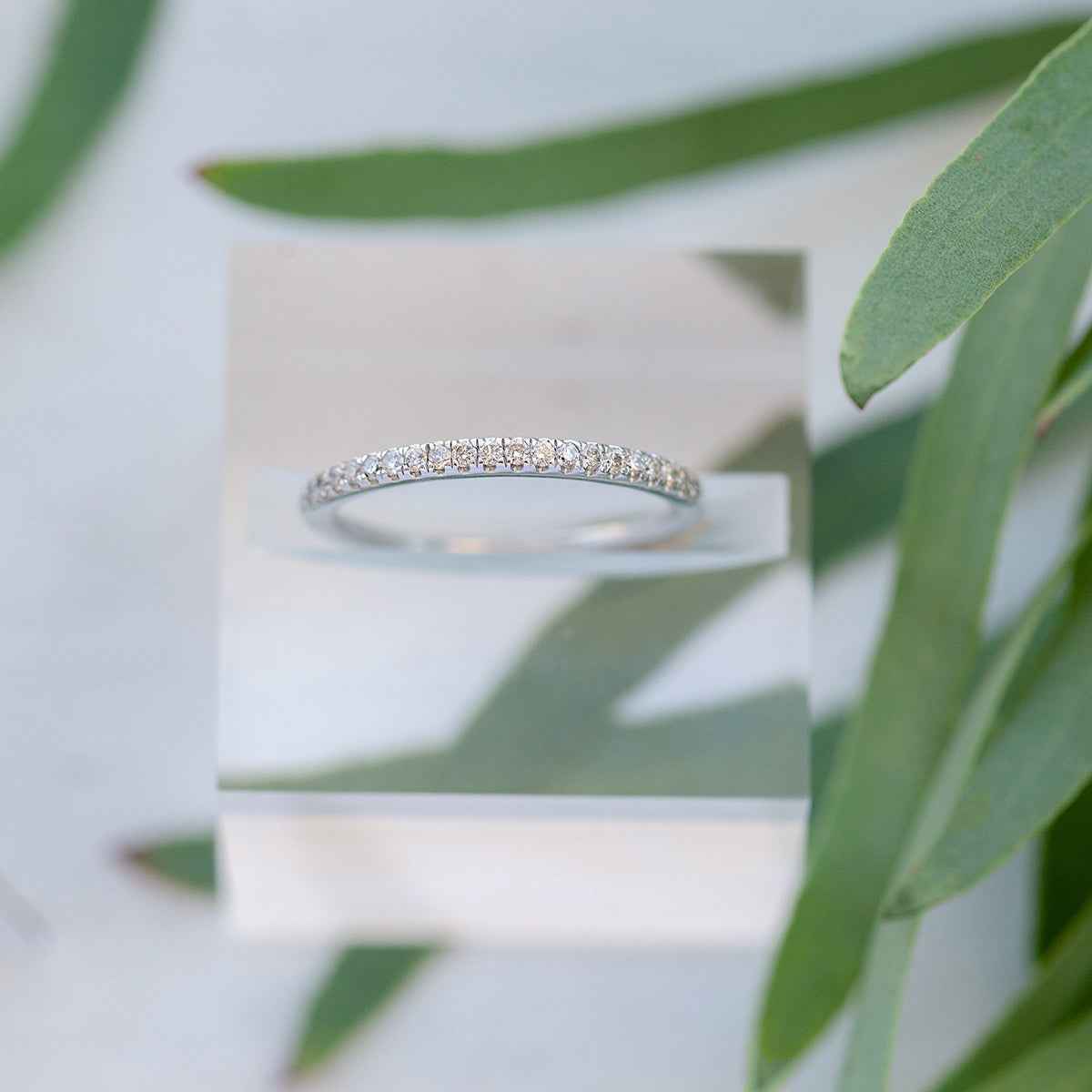 1/7 ct. tw. Ladies' Diamond Prong Band in 14K White Gold front view