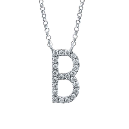1/10 ct. tw. Diamond Letter B 10mm Pendant in 10K White Gold