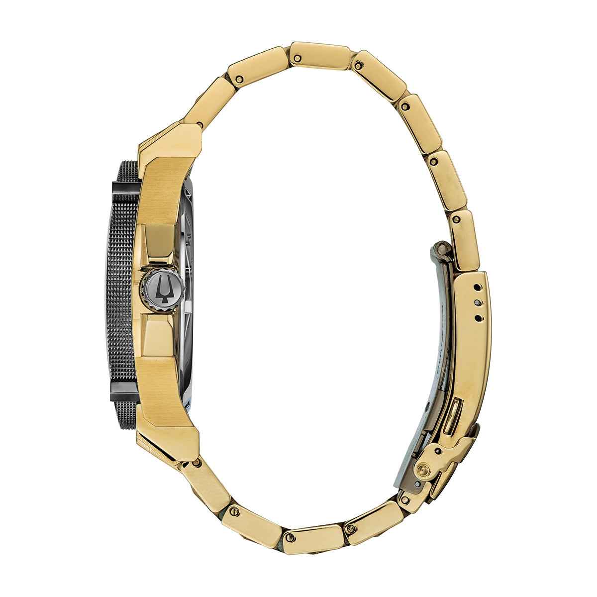 Bulova Men's Precisionist Gold-Tone Stainless Steel Watch with Diamond Black Dial front view