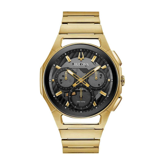 Bulova Men's Curv Gold-Tone Stainless Steel Chronograph Watch