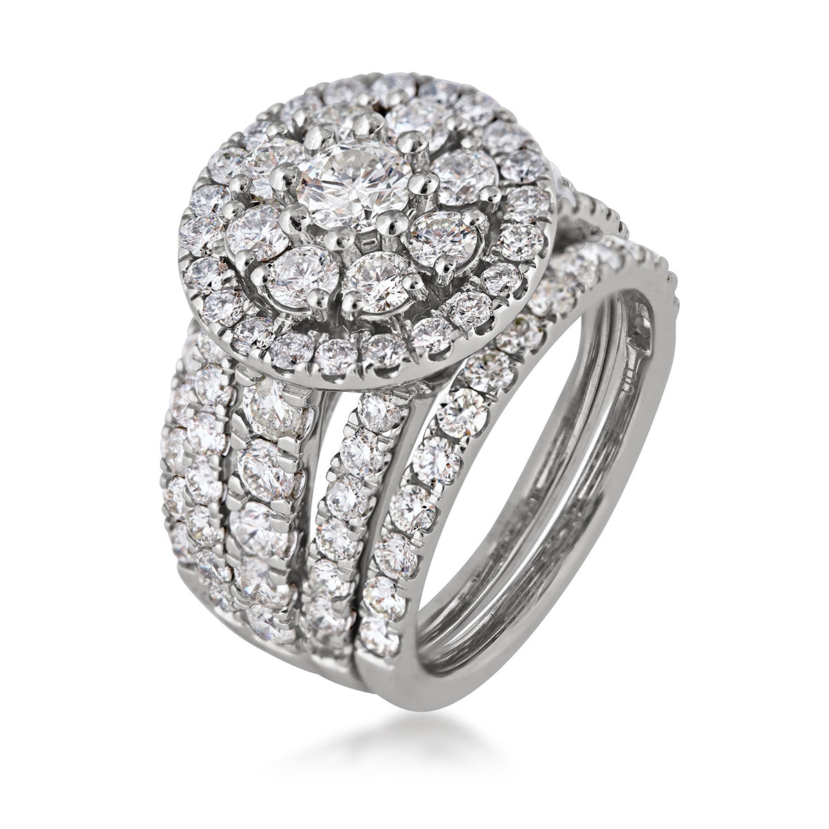 Fairytale Diamonds 4 ct. tw. Round Diamond Cluster Halo Wedding Set in 10K White Gold front view