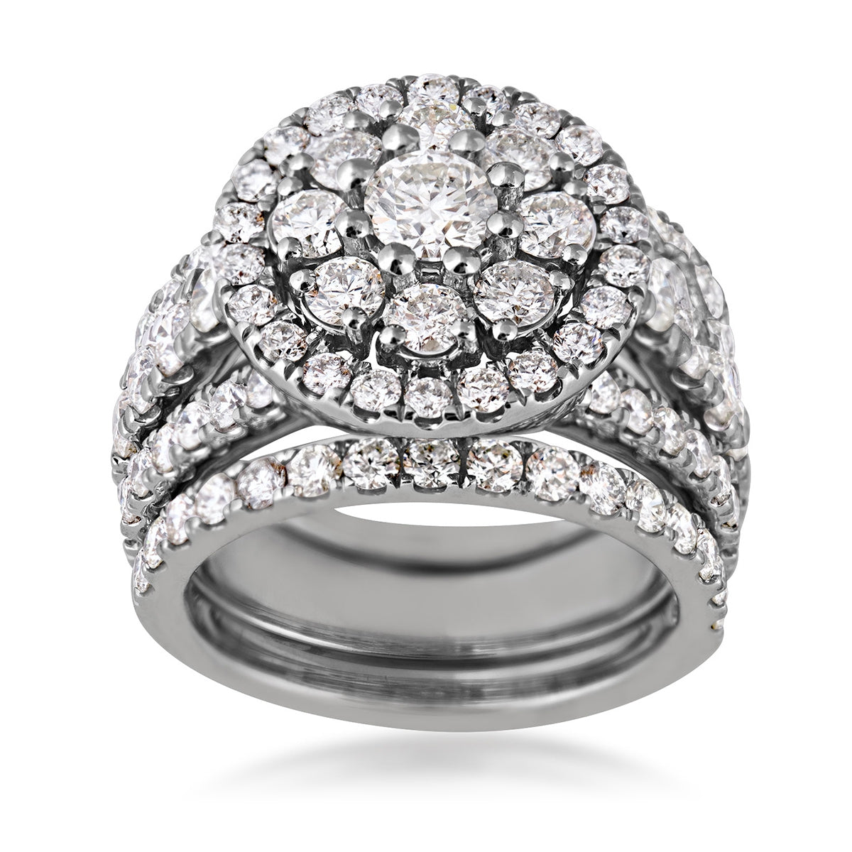 Fairytale Diamonds 4 ct. tw. Round Diamond Cluster Halo Wedding Set in 10K White Gold