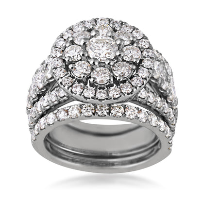 Fairytale Diamonds 4 ct. tw. Round Diamond Cluster Halo Wedding Set in 10K White Gold