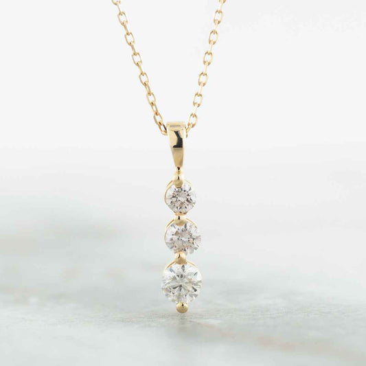 3-Stone 1/2 ct. tw. Diamond Pendant in 14K Yellow Gold front view