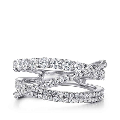 Gabriel & Co. 1-1/6 ct. tw. Diamond Criss Crossing Layered Ring in 14K White Gold