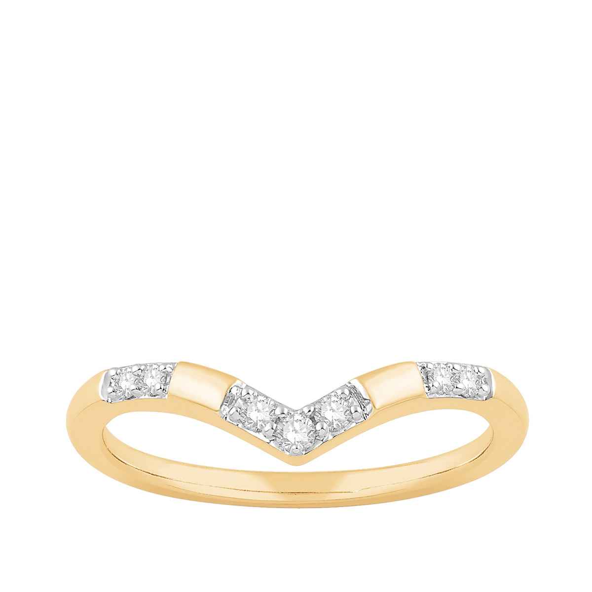 1/10 ct. tw. Contoured V-Shaped Diamond Anniversary Band in 14K Yellow Gold