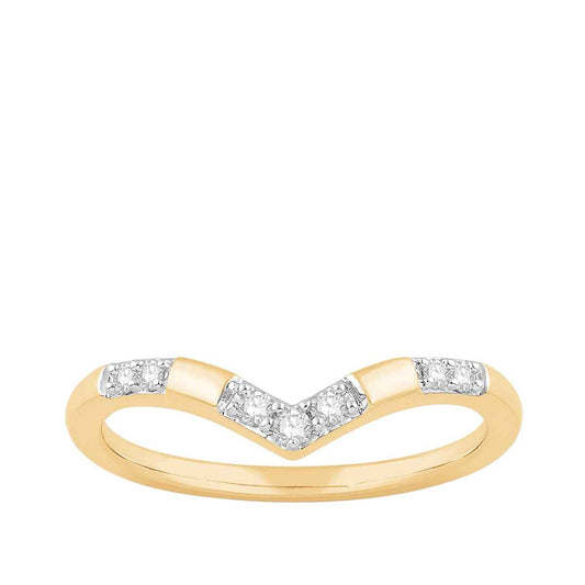 1/10 ct. tw. Contoured V-Shaped Diamond Anniversary Band in 14K Yellow Gold