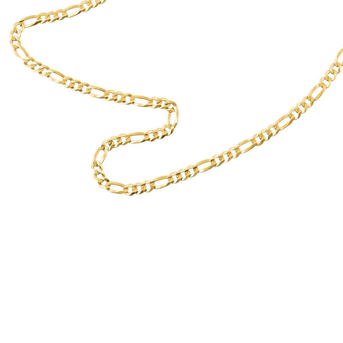 3.8mm 20-inch Solid Figaro Chain Necklace in 10K Yellow Gold close-up detail