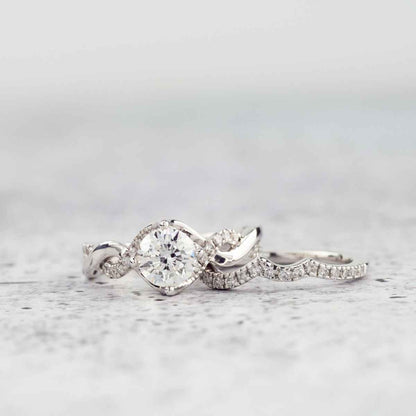 Noventa 1-1/2 ct. tw. Round Brilliant Diamond Twist Wedding Set in 14K White Gold full view