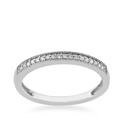 1/10 ct. tw. Ladies' Diamond Milgrain Band in 10K White Gold