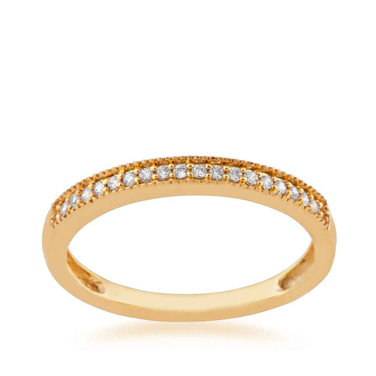 1/10 ct. tw. Diamond Milgrain Band in 10K Yellow Gold