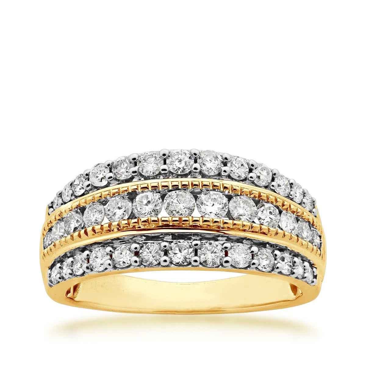 1/2 ct. tw. Multi-Row Diamond Anniversary Ring in 10K Yellow Gold