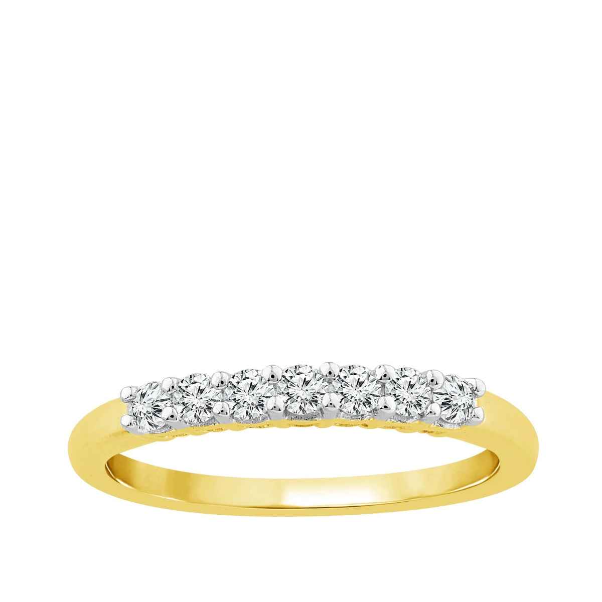 1/4 ct. tw. 7-Stone Prong Set Diamond Band in 14K Yellow Gold