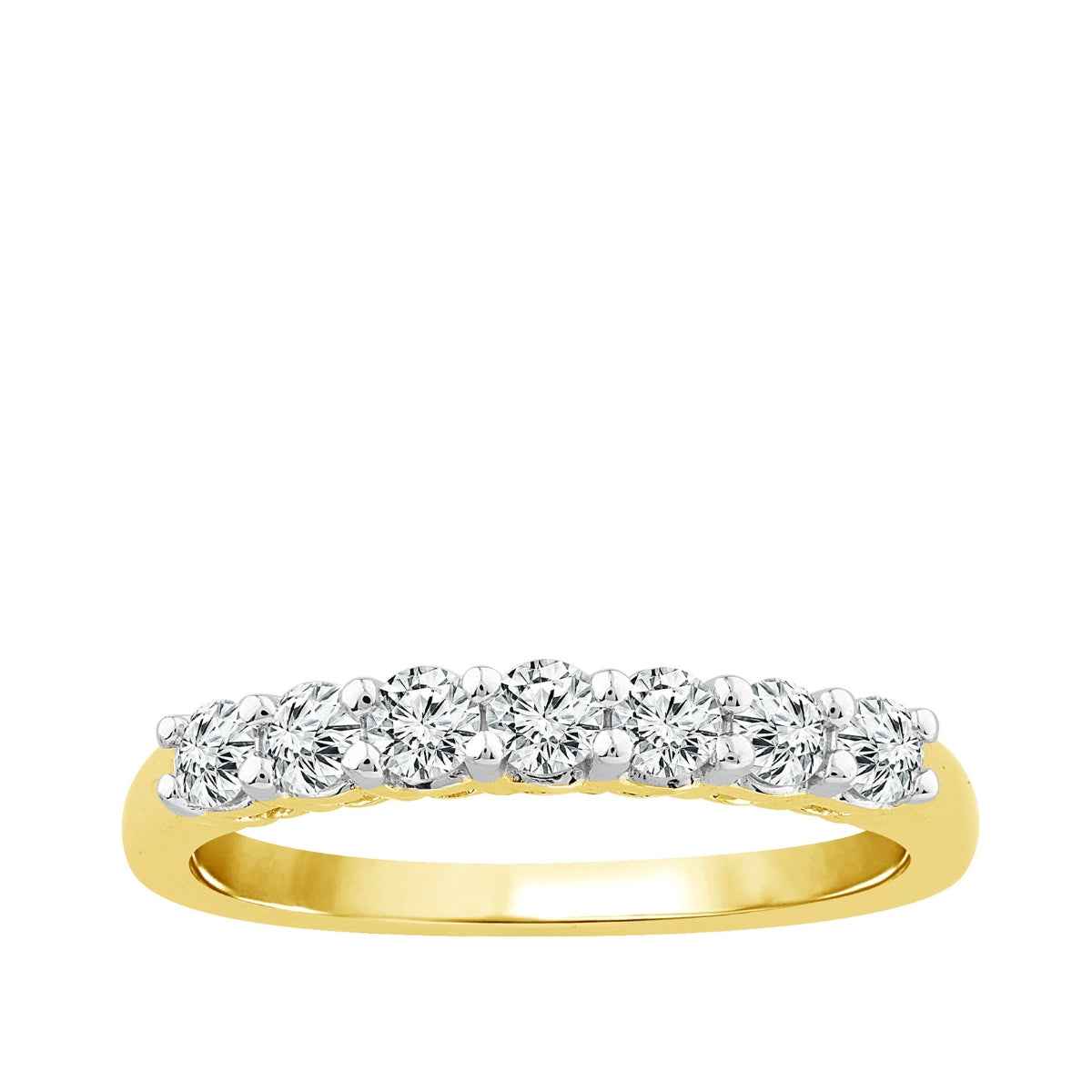 1/2 ct. tw. 7-Stone Prong Set Diamond Band in 14K Yellow Gold
