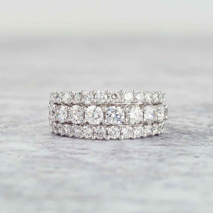 Adamante 2-1/2 ct. tw. Lab-Grown Diamond Multi-Row Anniversary Ring in 10K White Gold front view