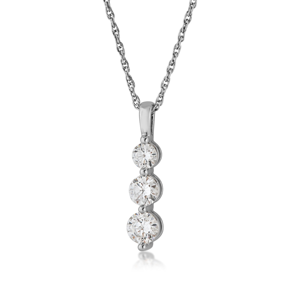 Adamante 3/4 ct. tw. Lab-Grown Round 3-Stone Diamond Pendant in 10K White Gold