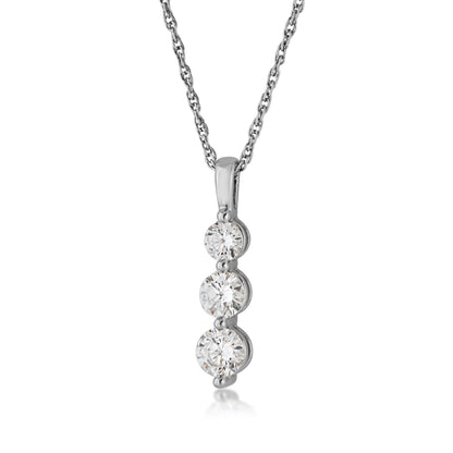 Adamante 3/4 ct. tw. Lab-Grown Round 3-Stone Diamond Pendant in 10K White Gold