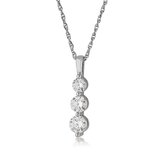Adamante 3/4 ct. tw. Lab-Grown Round 3-Stone Diamond Pendant in 10K White Gold