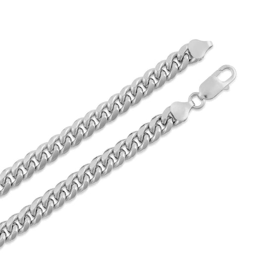 8mm 22-inch Miami Cuban Chain in Sterling Silver front view